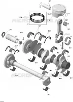 Vilebrequin, piston et arbre de balancement