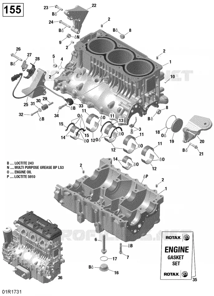 Bloc Moteur - 130-155 Modèle Sans Suspension