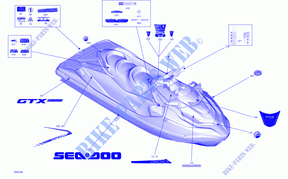 Décalques pour Sea-Doo GTX 300 de 2020
