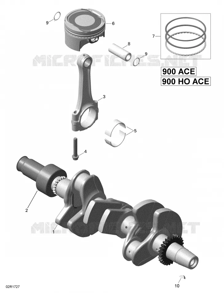 Vilebrequin et Pistons - 900-900 HO ACE Sea-Doo Motomarines Sea-Doo SPARK TRIXX 2018 SPARK TRIXX  SPARK TRIXX