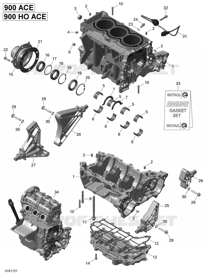 Bloc Moteur - 900-900 HO ACE Sea-Doo Motomarines Sea-Doo SPARK 900 ACE 2018 SPARK 900 ACE  SPARK 900 ACE