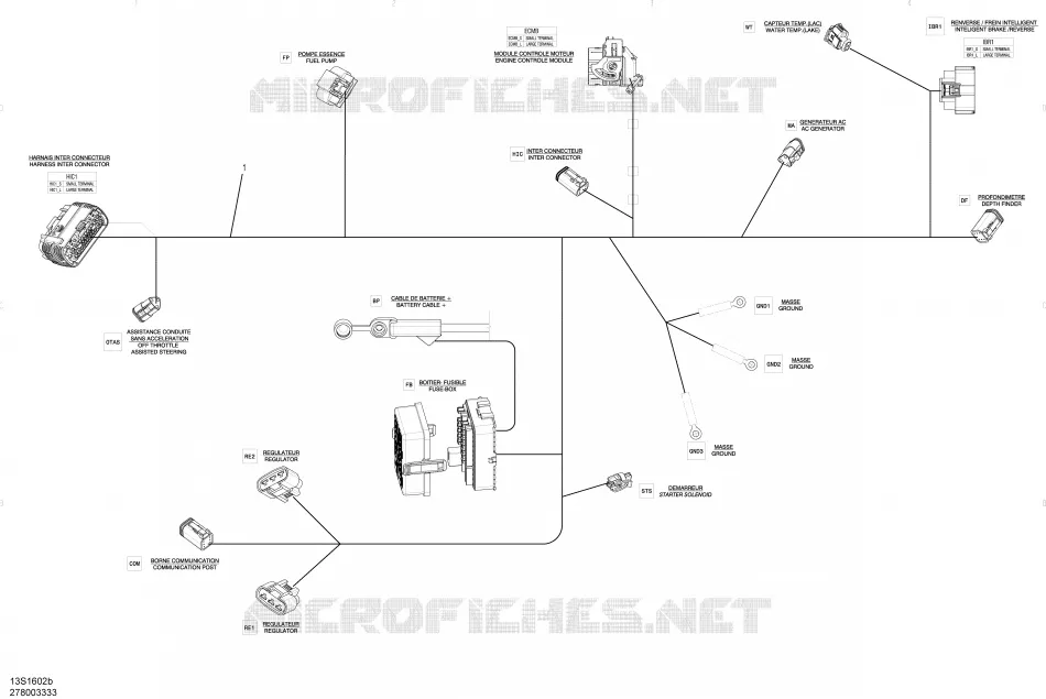 Câblage Électrique - Harnais Principal - 278003333 (se référer au système électrique pour modèle) Sea-Doo Motomarines Sea-Doo GTX 2016 GTX  GTX