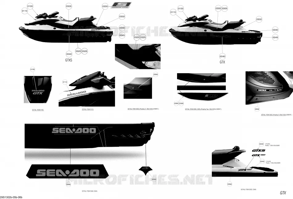 Décalques Sea-Doo Motomarines Sea-Doo GTX S 155 2013 GTX S 155  GTX S 155