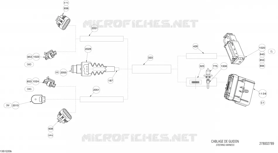 Câblage Électrique Steering Sea-Doo Motomarines Sea-Doo RXP-X 260 & RS 2012 RXP-X 260 & RS  RXP-X 260 & RS