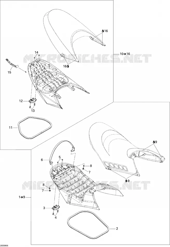 Siège Sea-Doo Motomarines Sea-Doo RXT-X & X RS 255 2009 RXT-X & X RS 255  RXT-X & X RS 255