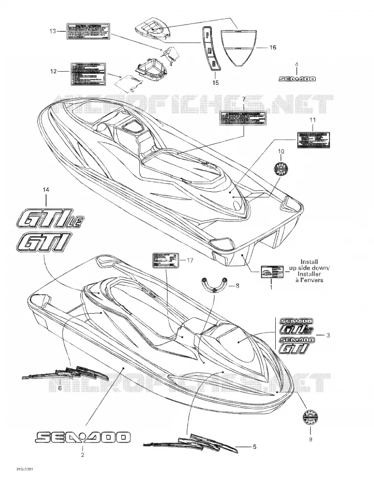 Décalques Sea-Doo Motomarines Sea-Doo GTI LE 2003 GTI LE  GTI LE