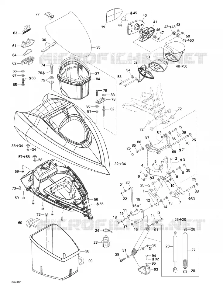 Compartiment À Bagages Avant Sea-Doo Motomarines Sea-Doo RX DI 5534/5535/5536/5537 2001 RX DI 5534/5535/5536/5537  RX DI 5534/5535/5536/5537