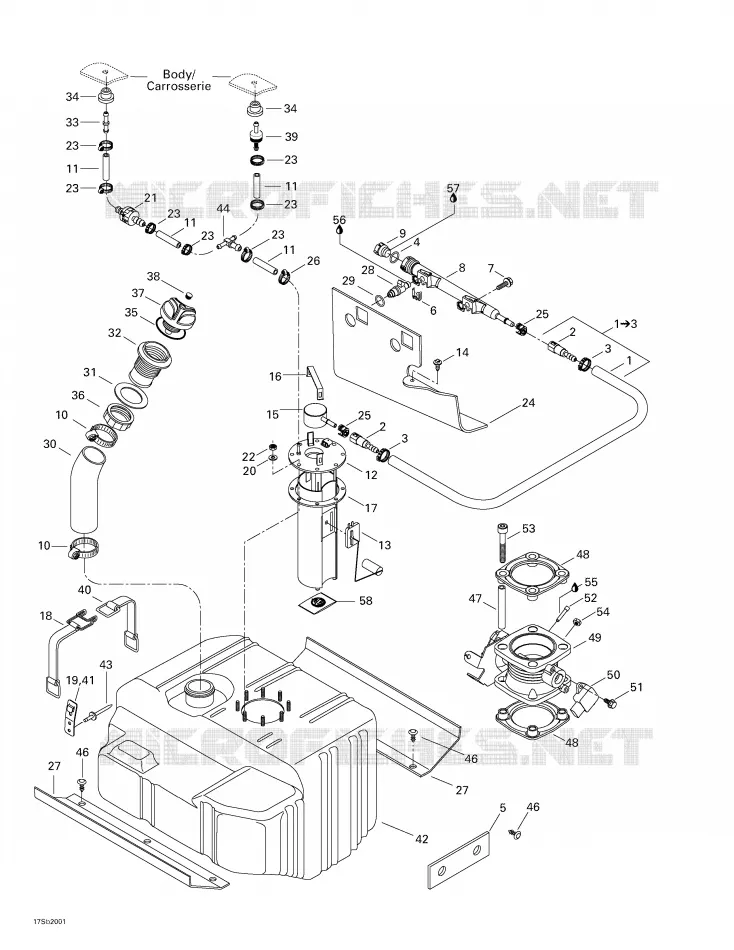 Système Alimentation Sea-Doo Motomarines Sea-Doo GSX RFI 5645/5654 ( FUEL INJECTION ) 2000 GSX RFI 5645/5654 ( FUEL INJECTION )  GSX RFI 5645/5654 ( FUEL INJECTION )