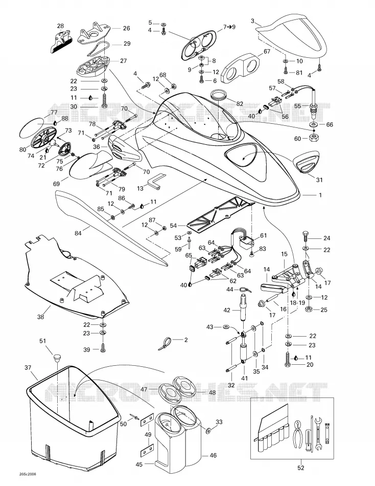 Compartiment À Bagages Avant Sea-Doo Motomarines Sea-Doo GTX DI 5649/5659 2000 GTX DI 5649/5659  GTX DI 5649/5659