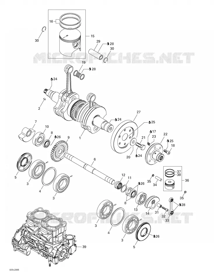 Vilebrequin Et Pistons Sea-Doo Motomarines Sea-Doo GTX DI 5649/5659 2000 GTX DI 5649/5659  GTX DI 5649/5659