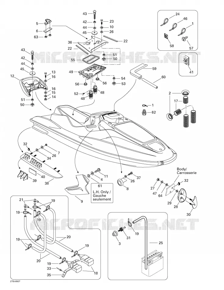Carrosserie 1 Sea-Doo Motomarines Sea-Doo GTX RFI 5886/5887 ( FUEL INJECTION ) 1999 GTX RFI 5886/5887 ( FUEL INJECTION )  GTX RFI 5886/5887 ( FUEL INJECTION )