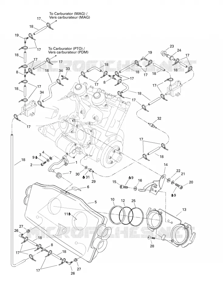 Système Admission Air Sea-Doo Motomarines Sea-Doo GSX LIMITED 5625 1998 GSX LIMITED 5625  GSX LIMITED 5625