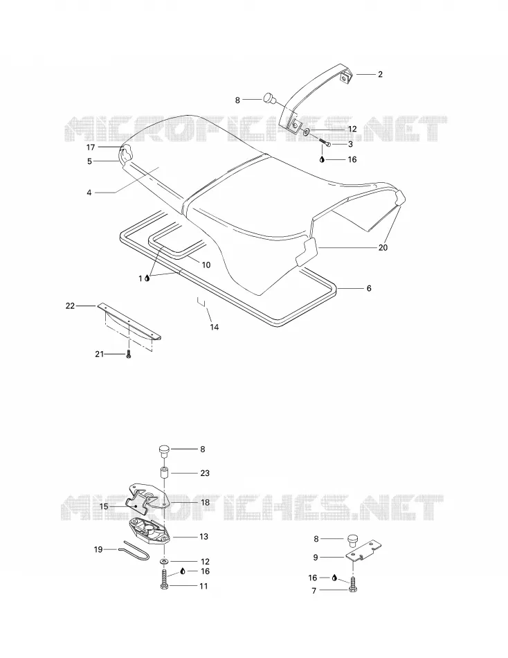 Siège Et Couvercle Du Moteur Sea-Doo Motomarines Sea-Doo SP 5879 1997 SP 5879  SP 5879