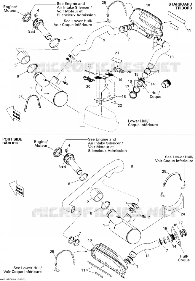Système Échappement Sea-Doo Bateaux Sea-Doo 00- Numéros de modèle 2011 00- Numéros de modèle  00- Numéros de modèle