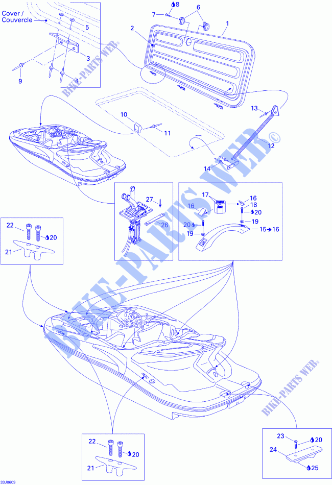 Couvercle Central Et Accessoires pour Sea-Doo 00- Numéros de modèle Edition 1 de 2006