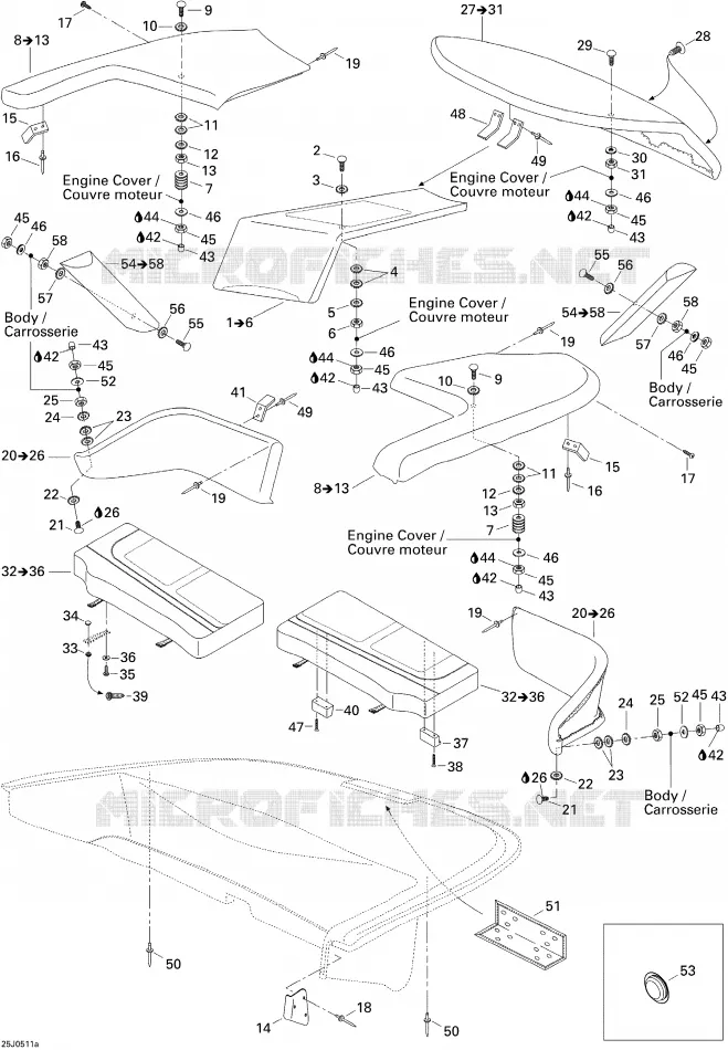 Siège 1 Sea-Doo Bateaux Sea-Doo 01- Système Refroidissement 2005 01- Système Refroidissement  01- Système Refroidissement
