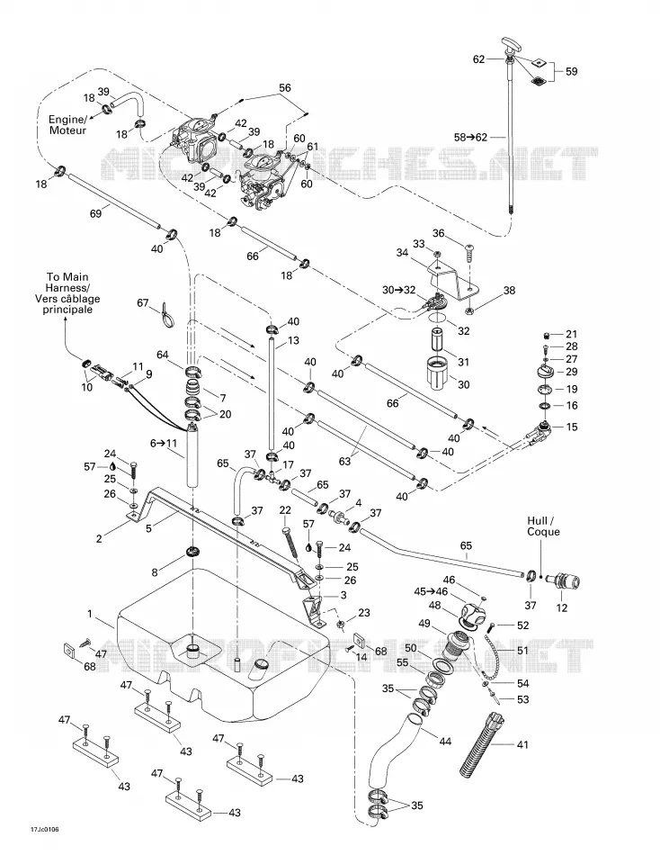 Système Alimentation Sea-Doo Bateaux Sea-Doo 01- Système De Refroidissement 2001 01- Système De Refroidissement  01- Système De Refroidissement