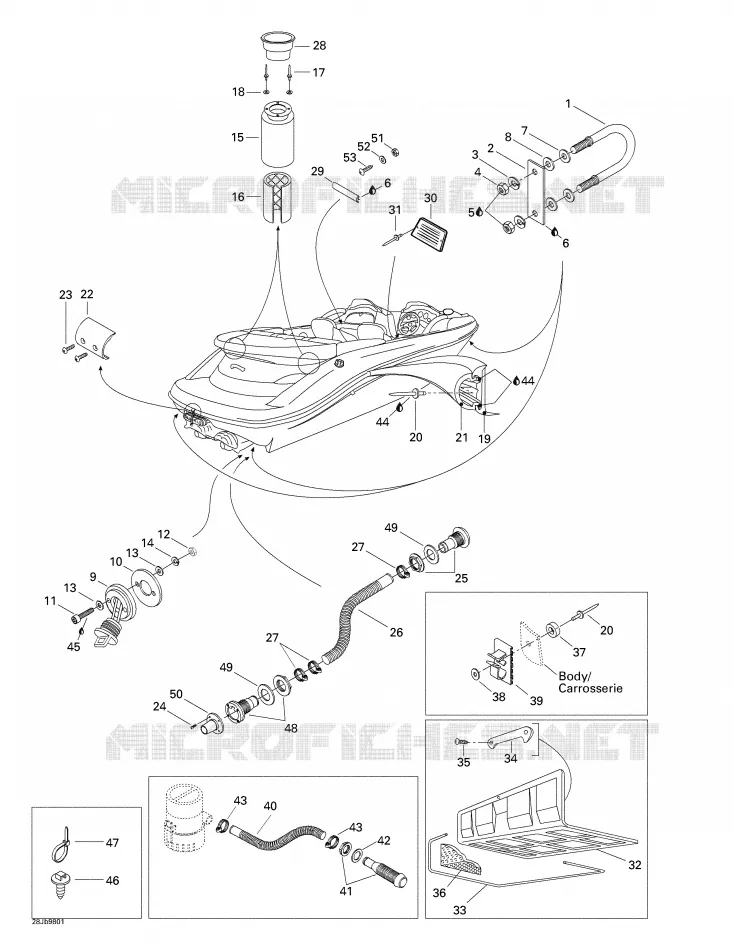 Carrosserie Et Accessoires 2 Sea-Doo Bateaux Sea-Doo 01- Système De Refroidissement 1998 01- Système De Refroidissement  01- Système De Refroidissement
