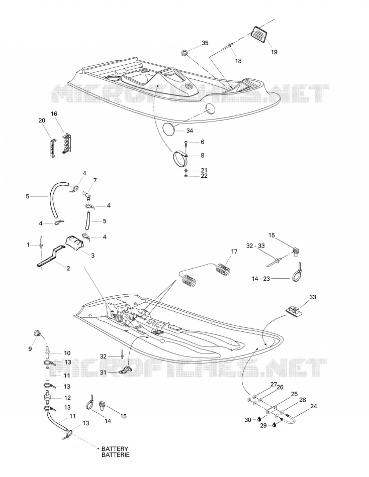 Carrosserie Et Accessoires Sea-Doo Bateaux Sea-Doo 01- Système De Refroidissement 1997 01- Système De Refroidissement  01- Système De Refroidissement