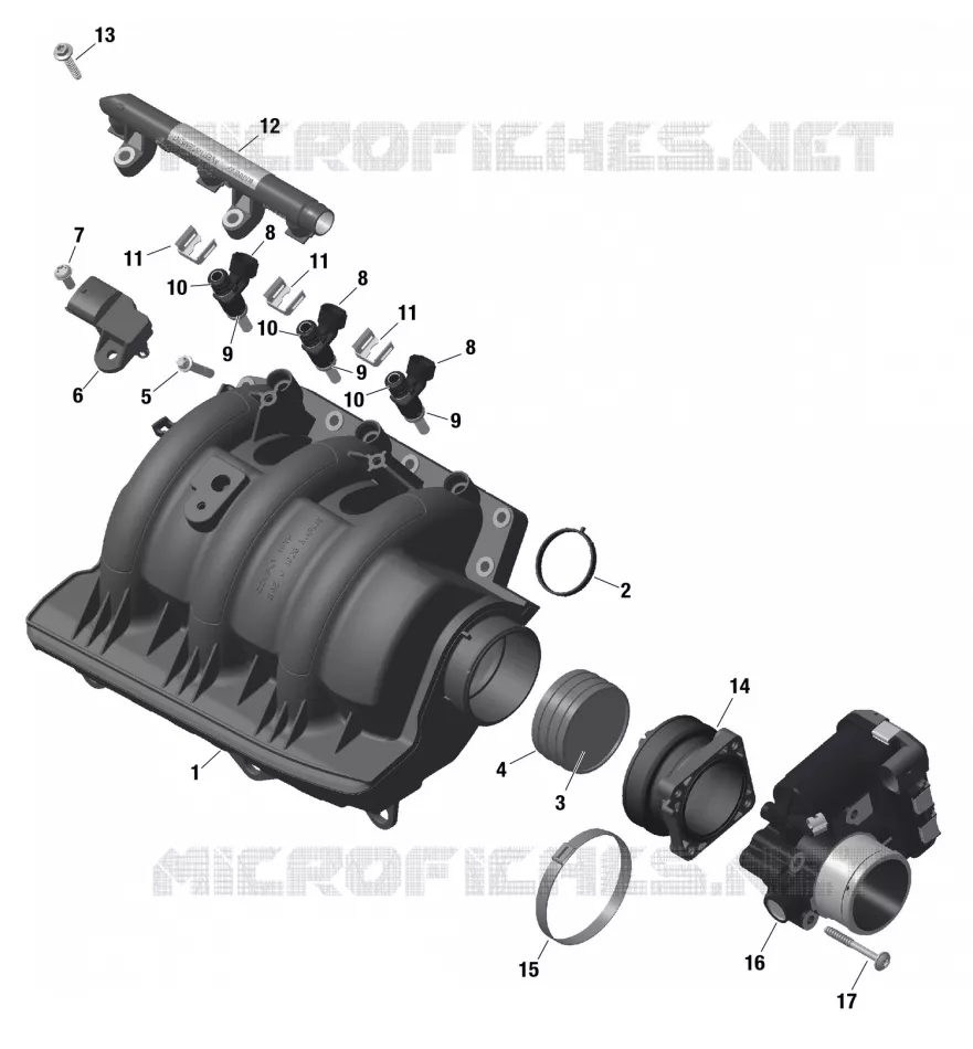 01- ROTAX - Air Intake Manifold And Throttle Body Sea-Doo Motomarines Sea-Doo SPARK 900 HO ACE 2UP 64RD Convenience package + Audio 2024 SPARK 900 HO ACE 2UP 64RD  SPARK 900 HO ACE 2UP 64RD